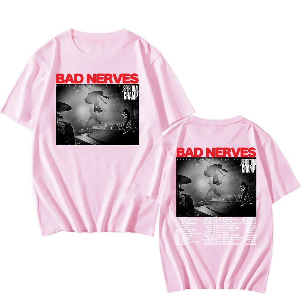 BAD NERVES "Still Nervous Tour 2025" T-Shirt, Spiritual Crump, Hip Hop, Unisex, Streetwear, Grunge, Fashion, Graphic T-Shirt, Men's Apparel, Size: Parallel Import