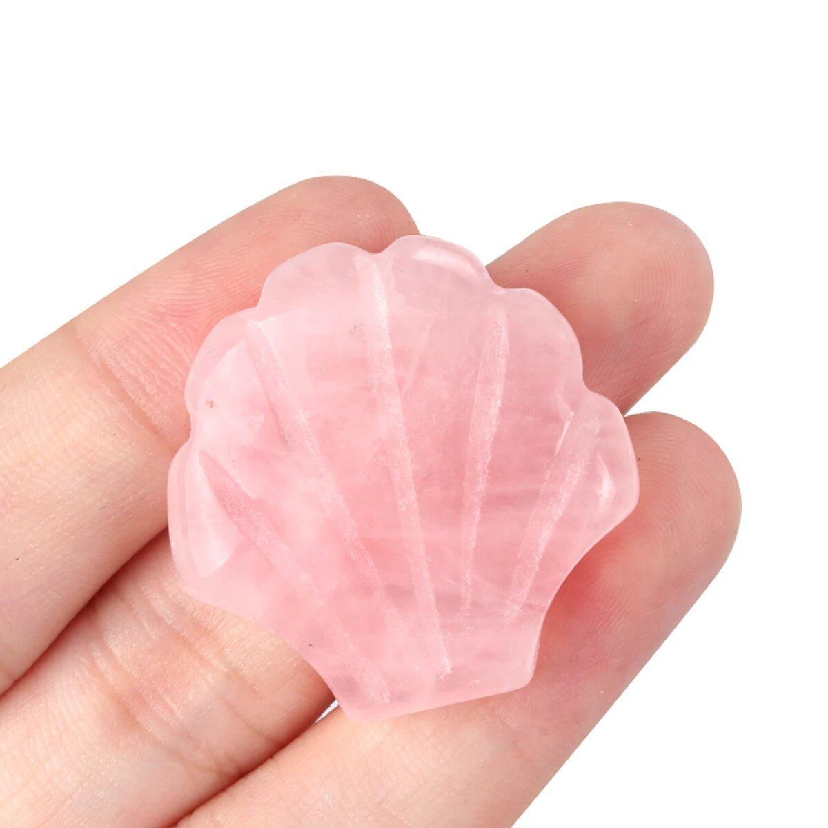 1 Natural Crystal, Sparkling Semi-Precious Shell-Shaped Figurine, Spiritual Healing, Power Stone, Room Decoration, Ornament, Gift, Size: 30mm x 30mm; Parallel Import