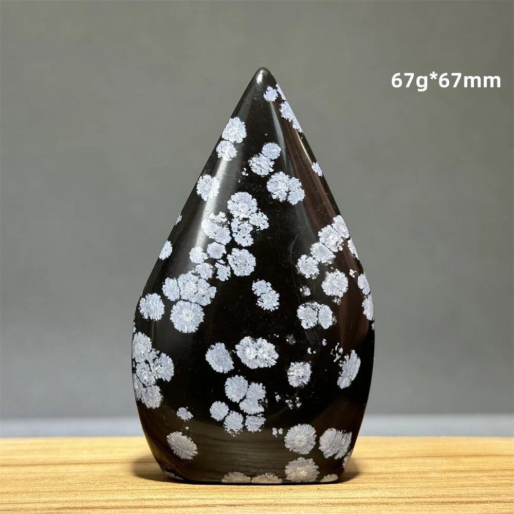 Snowflake Obsidian Freeform Ornament with Natural Quartz, Reiki, Meditation, Healing, Witchcraft, Energy Decoration, Home Gift, Color: Parallel Import