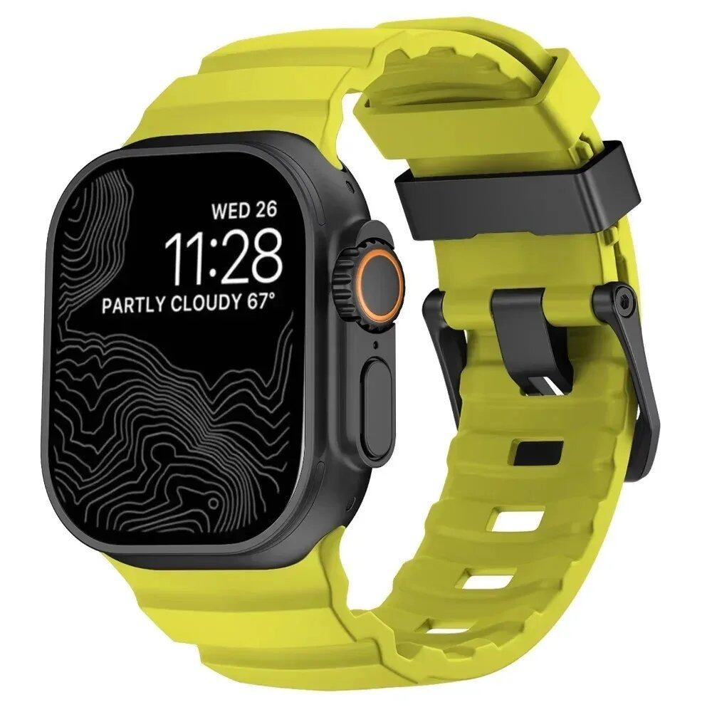 Sport Band for Apple Watch Ultra 2/10/9/8/7/6/SE/5/4 - Soft Silicone and Titanium Bracelet Strap, Compatible with iWatch 42mm, 44mm, 45mm, 46mm, and 49mm Band Colors: 42mm, 44mm, 45mm, 46mm, and 49mm Band Widths (Imported)