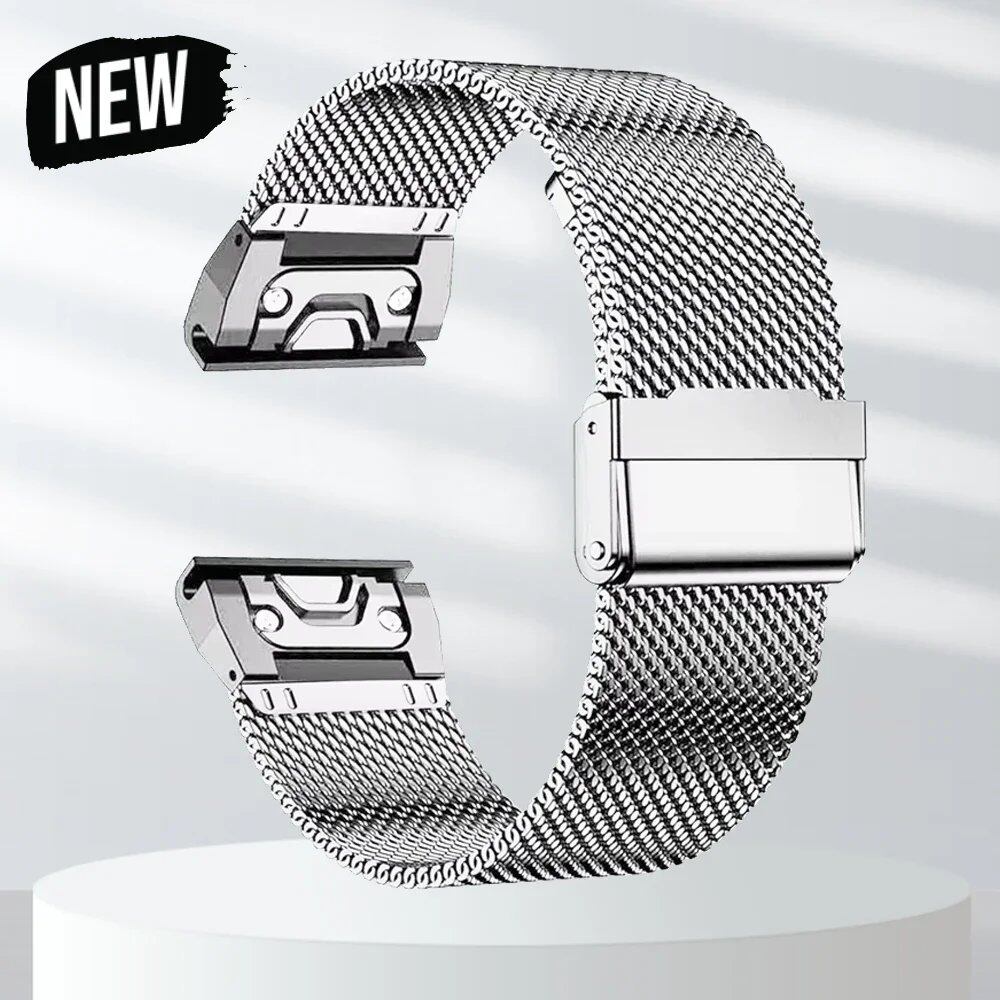 QuickFit Stainless Steel Strap for Garmin Fenix 8/7X/7 Pro/6X/6/5X/5 Plus/Tactix 7/Forerunner 965 (20/22/26mm Band Colors: ; Ships from: Parallel Import)