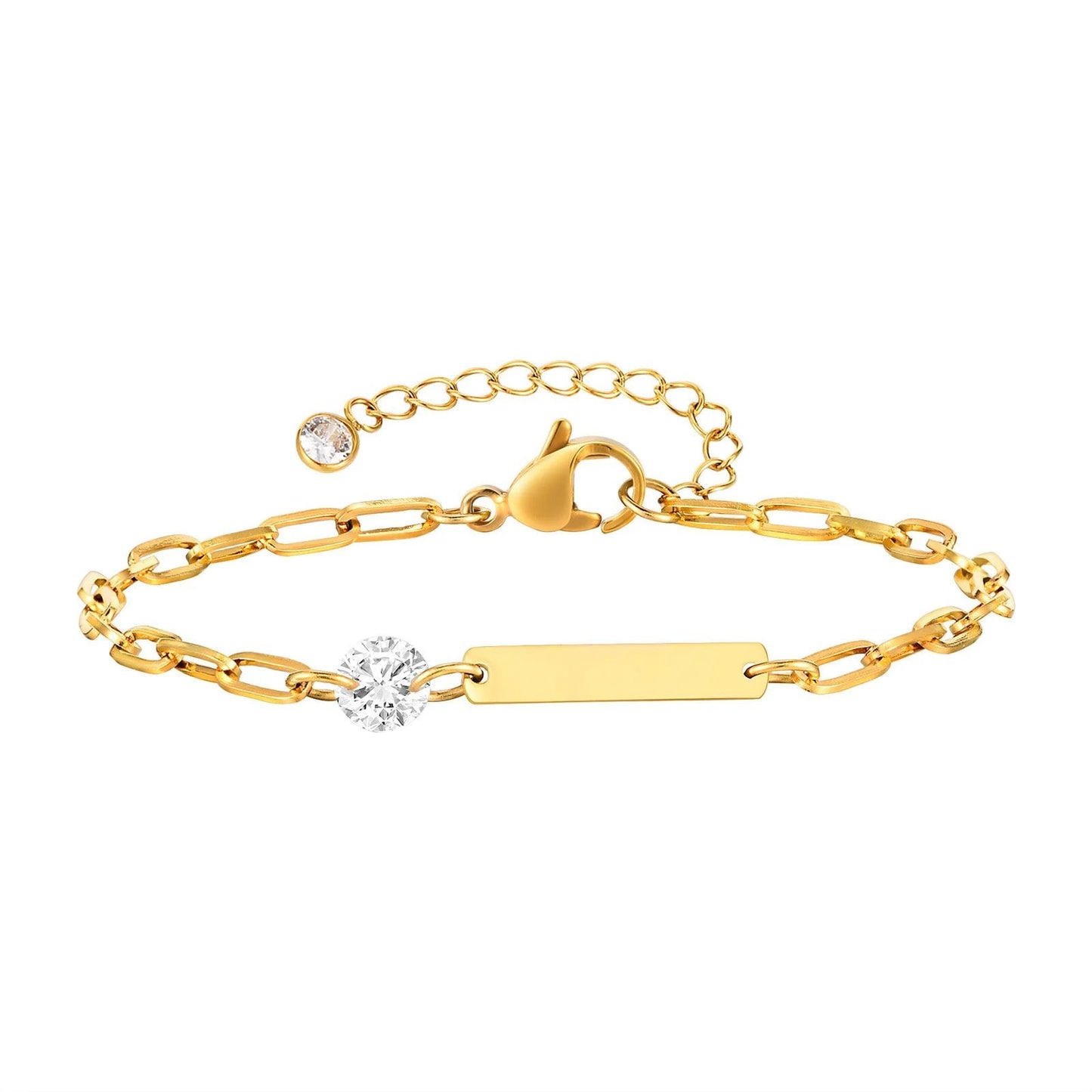 Vnox Zodiac Birthstone Bracelet for Women and Girls, Stainless Steel Rectangular Chain Bracelet with Personalization, Birthday Gift, Metal Color: BR-2085, Parallel Import