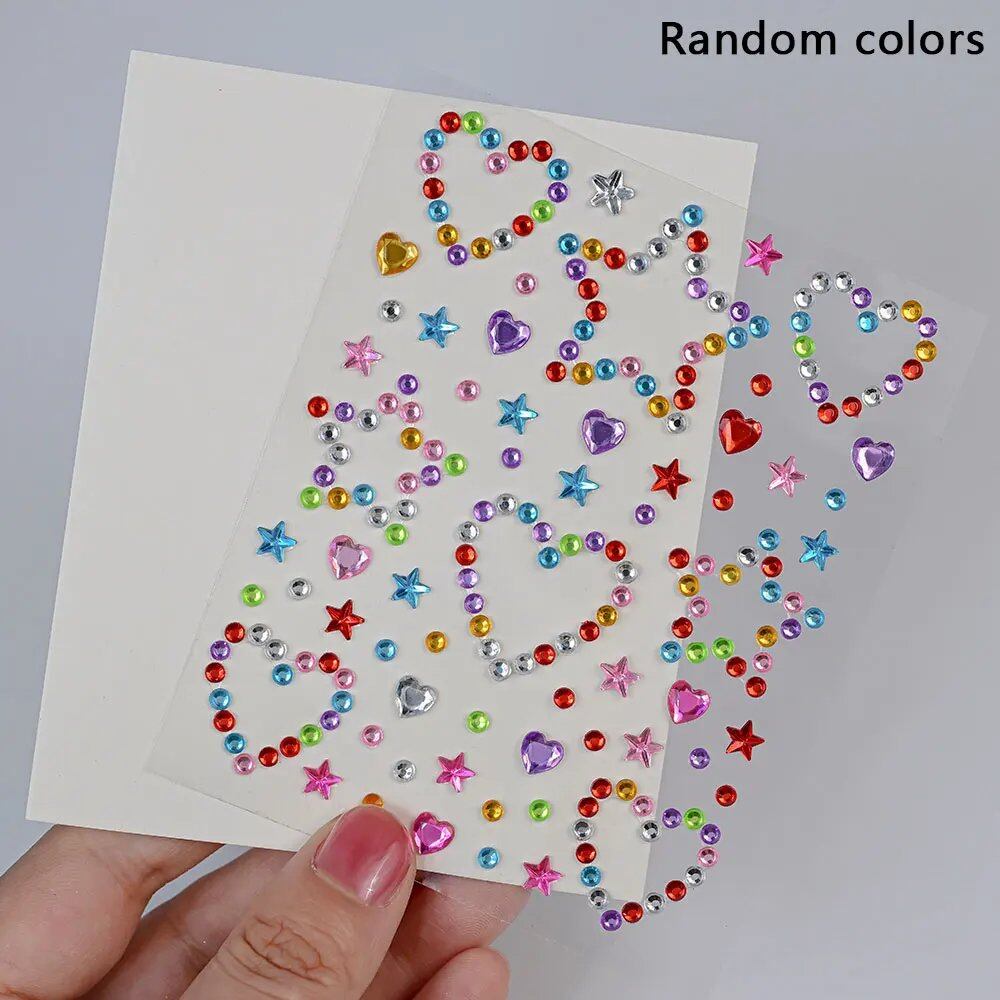 1/5 Random Color Glitter Face Tattoo Stickers for Kids, Sparkly Diamonds, for Costume Parties, Makeup, DIY Tattoo Decals, Parallel Import