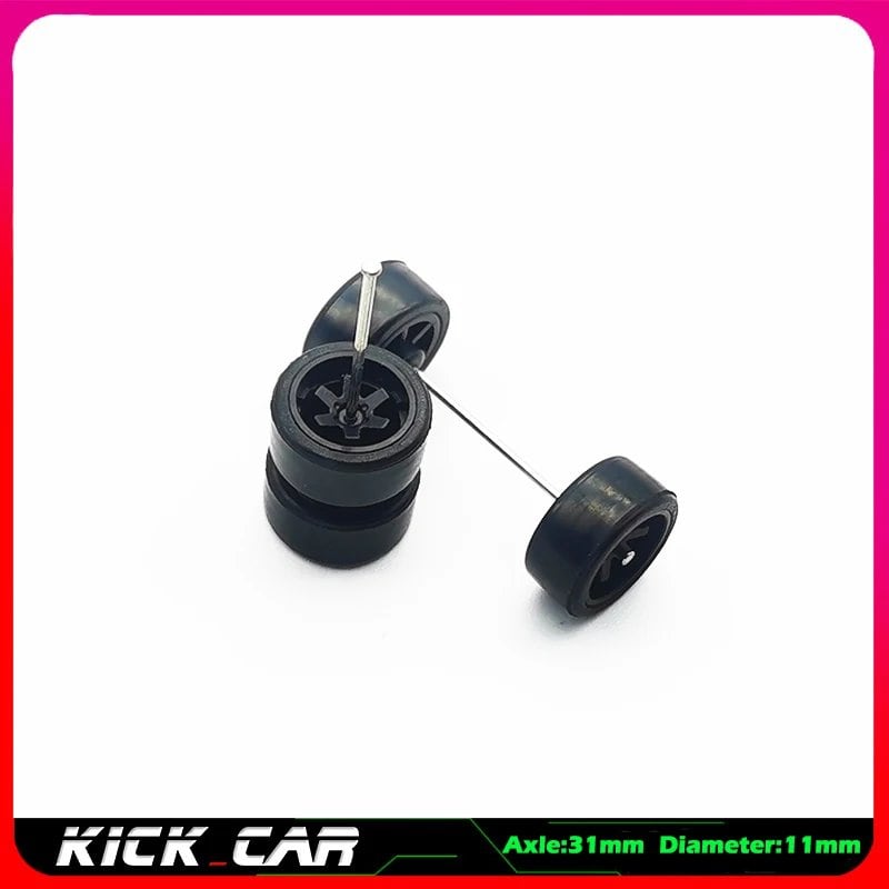 1/64 scale model car wheels with rubber tires, set of 4, ABS plastic, basic conversion parts for Hot Wheels, Tomica, and Mini GT. Color: WTS. Ships from: Parallel import.