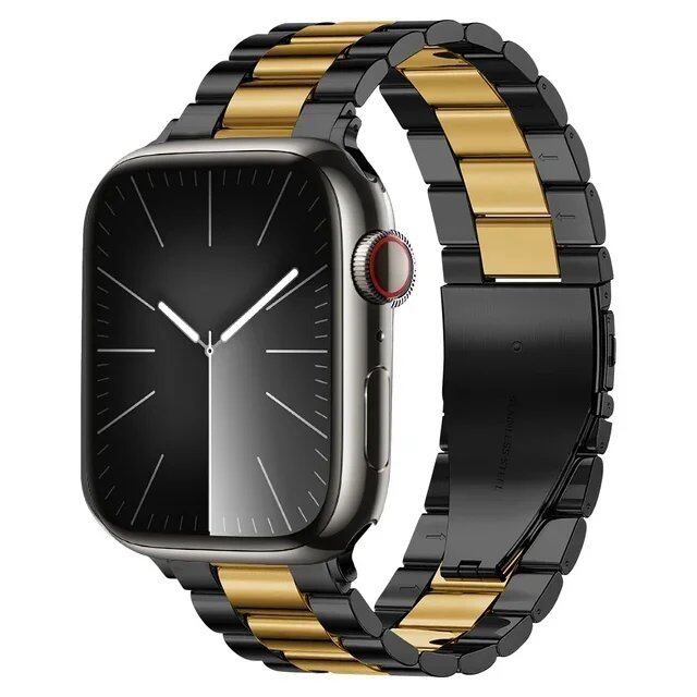 Stainless steel metal band compatible with Apple Watch 10, 9, 8, 7, 46mm, 45mm, 41mm, Ultra2, 49mm, men's and women's replacement strap, iWatch 6 strap, band color: parallel import