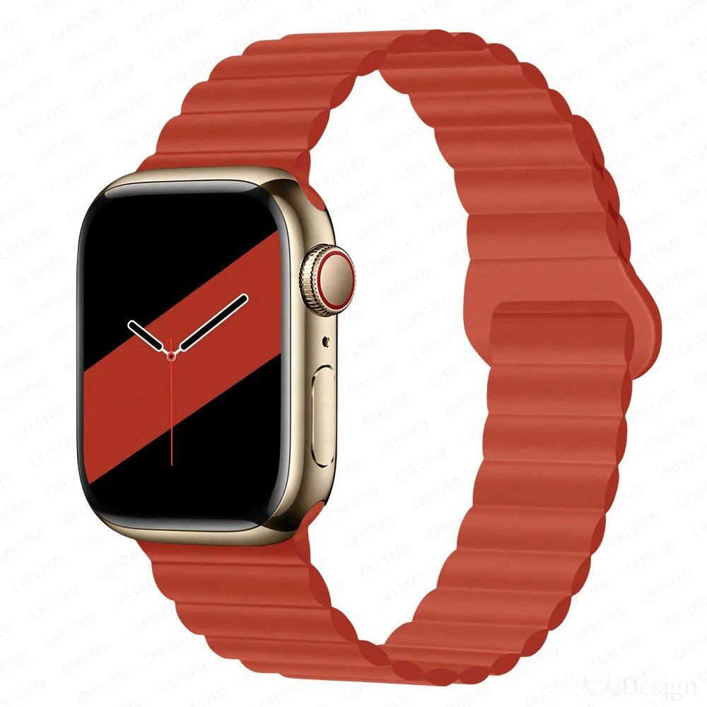 Silicone Loop Magnetic Strap for Apple Watch - Compatible with iWatch Series 8/SE/6/7/Ultra 2/9/10 (44mm/40mm/45mm/49mm/41mm/42mm/46mm) - Band Color: mm; Ships from: Parallel Import