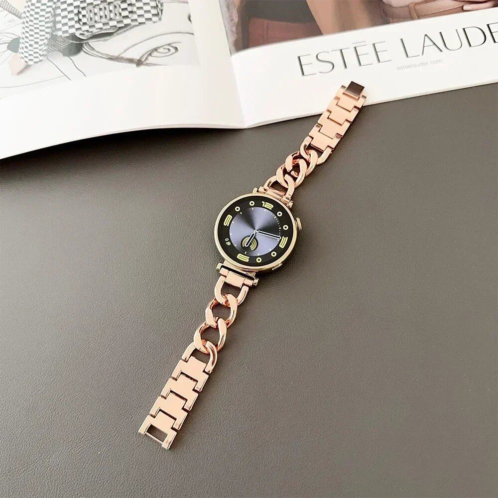 Women's Stainless Steel Strap (18mm, 20mm, 22mm) for HUAWEI GT4 41mm / GT5 Pro 42mm / Samsung Galaxy Watch 7 / 6 / 5 (40mm, 44mm) Band Color: Parallel Import