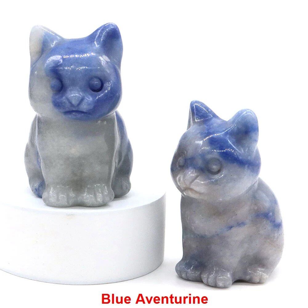 1.8-inch Natural Stone Cat Figurine, Handmade Animal Sculpture, Healing Crystal Amethyst, Craft, Chakra Meditation, Home Decor, Gift, Size: 1 Piece; Parallel Import