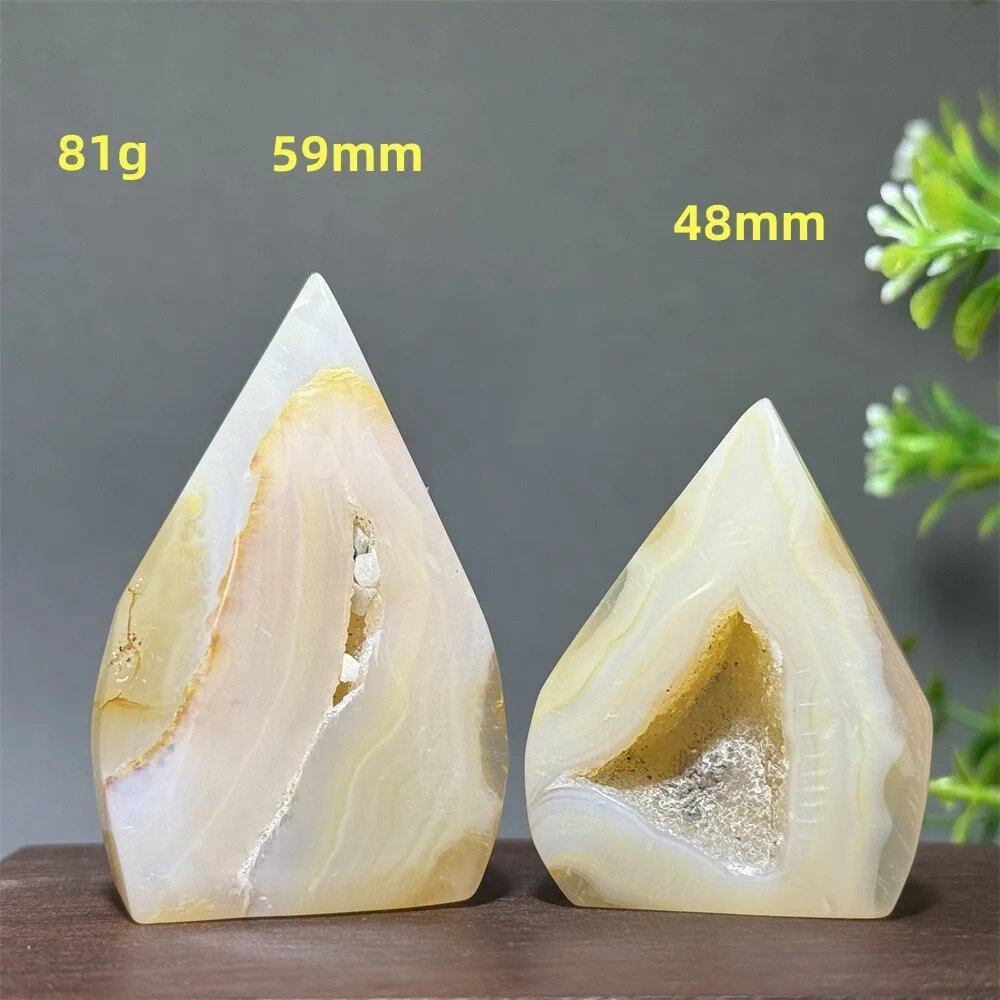 Natural Yellow Agate Geode, Freeform Torch, Mineral Energy, Home Furnishings, Meditation, Aura, Prayer, Altar, Gift, Parallel Import