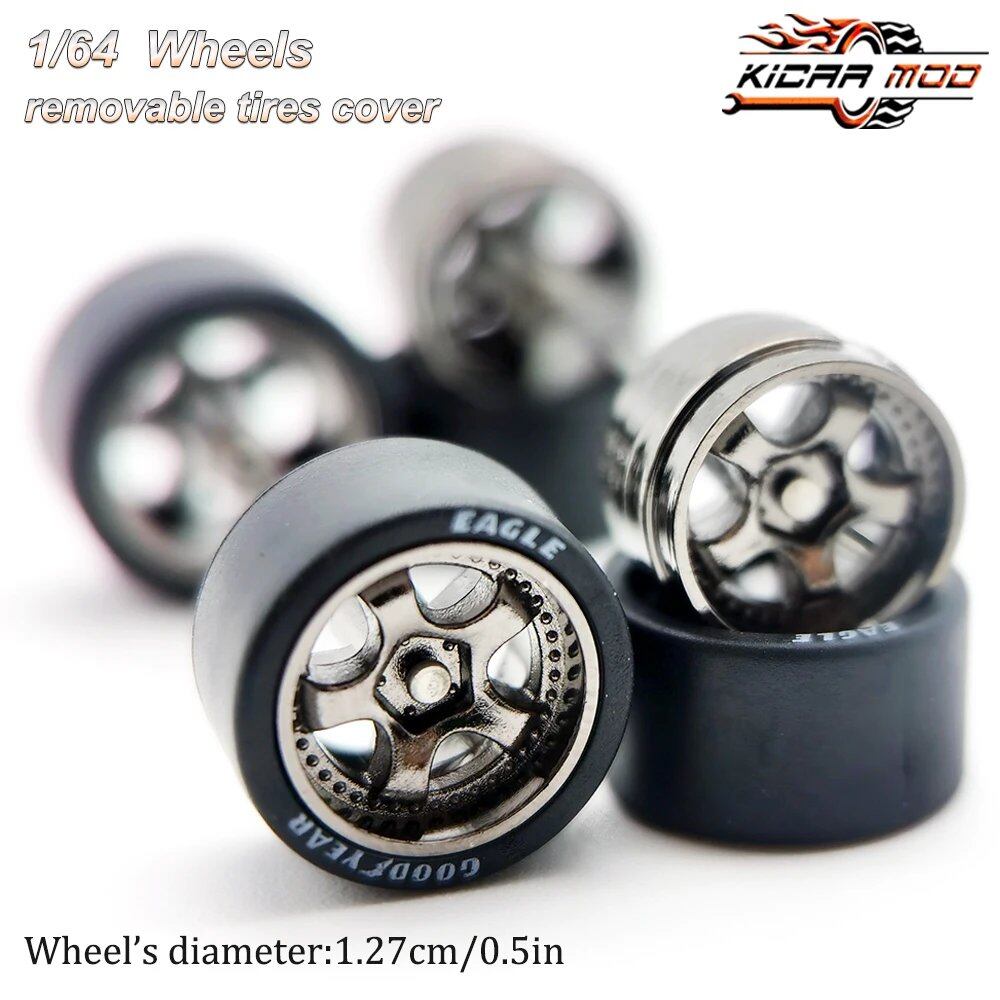 1/64 Scale Work S1 Rubber Tire Wheels, Large Size, Diecast Model Car Modification Parts for Hot Wheels, Matchbox, and Tomica, D:13mm, 1 Set, Parallel Import