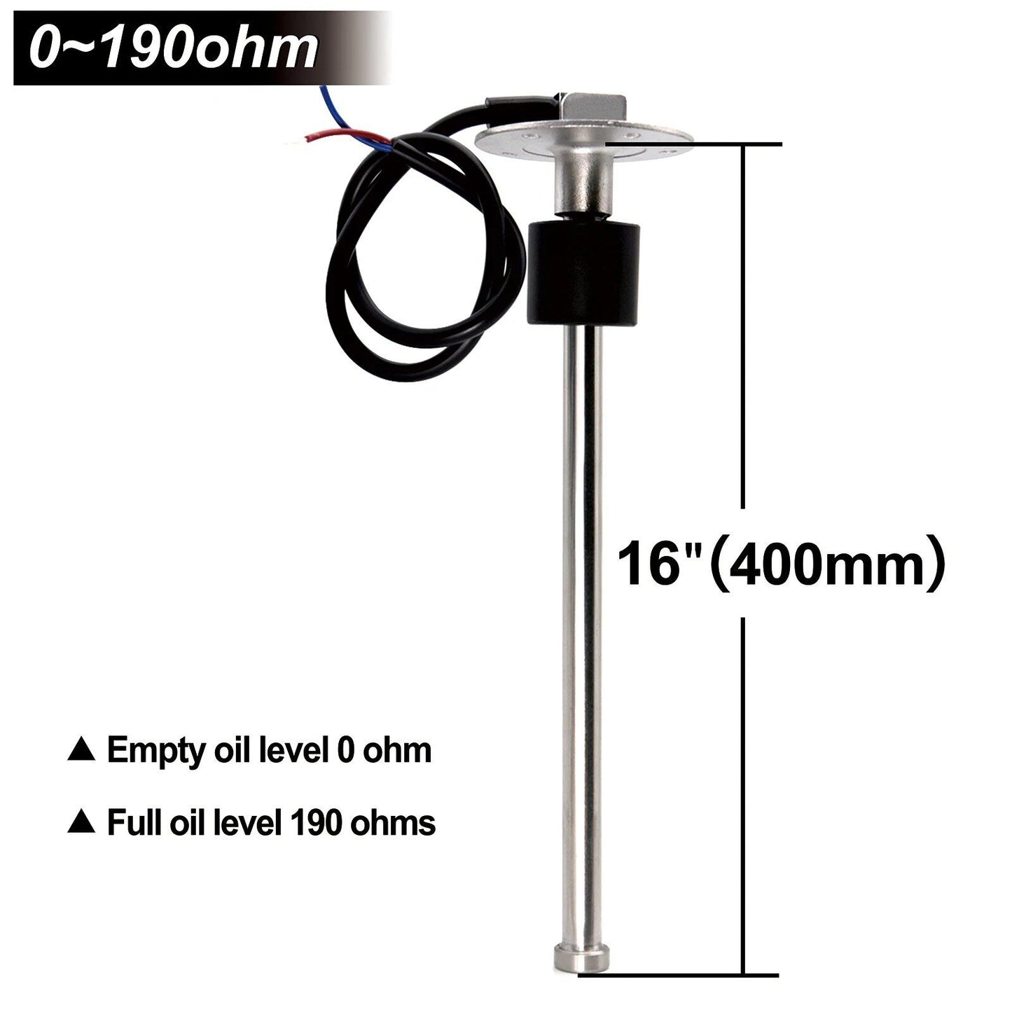 0-190 Ohm Stainless Steel Fuel Level Sensor/Water Level Sensor, A5, for Cars, Boats, and Water Tanks, Color: mm Sensor, Parallel Import