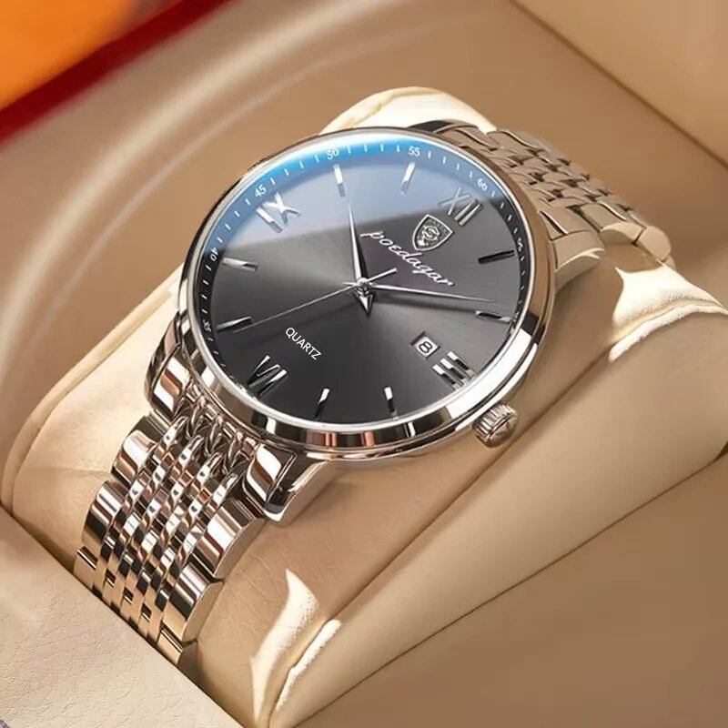 POEDAGAR Luxury Men's Sports Watch, Stainless Steel, Waterproof, Date Function, High-Quality, Casual Fashion Quartz Movement, Color: 826, Parallel Import