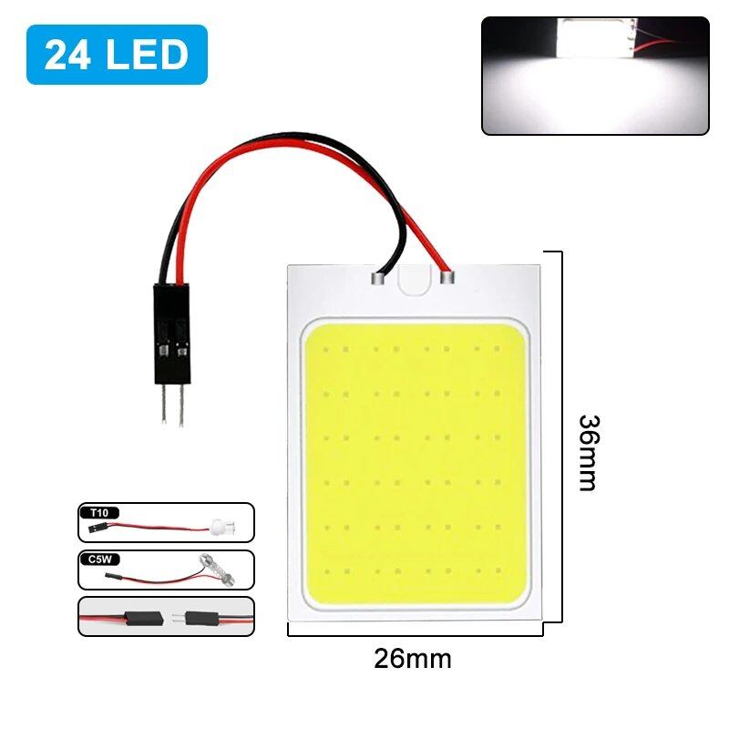 Pack of 1/4/10 C5W Festoon LED Bulbs, 31mm, 36mm, 39mm, 41mm, T10 W5W LED COB Lights, 12V, White, 7000K, for Car Interior Dome, Reading, and Trunk Lamps, Parallel Import