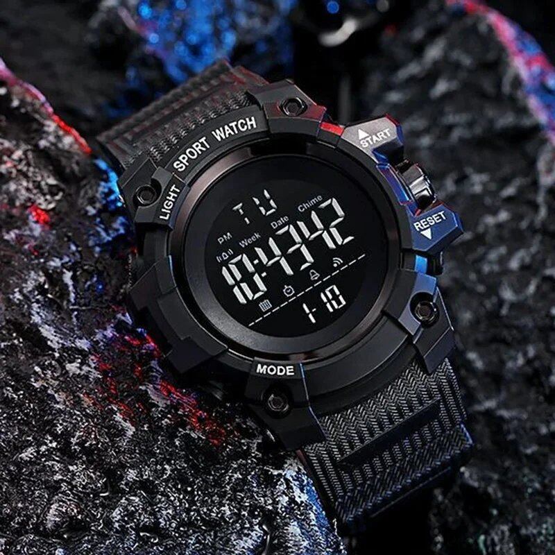 YIKAZE 50mm Big Dial Sports Watch with Military Countdown and Stopwatch, LED Digital Watch, Waterproof, Men's Electronic Watch, Color: Parallel Import