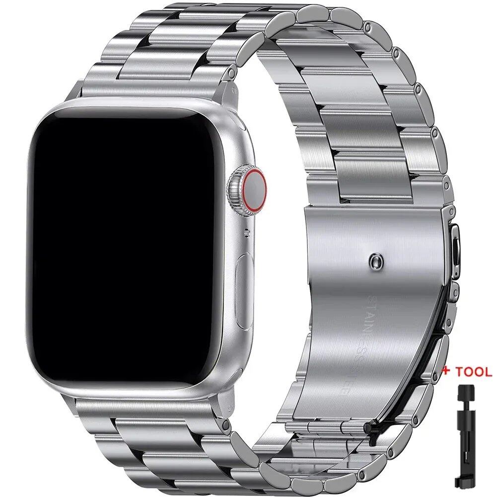 Stainless Steel Metal Band for Apple Watch Ultra 2 (49mm), S10 (46mm), 42mm, 45mm, 41mm, and 44mm - Compatible with iWatch Series 10, 9, 8, 7, SE, 6, 5, 4, and 3. Band Color: Imported