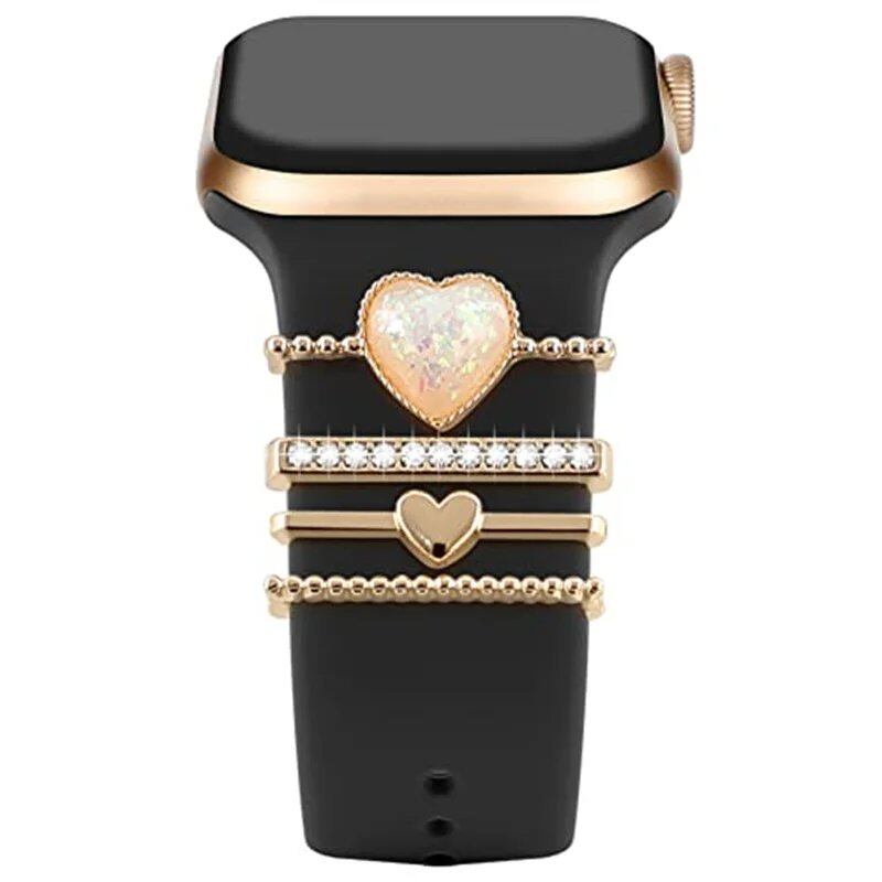 Diamond Jewelry-Embossed Band for Apple Watch Ultra 2, 9, 8, and 7, Compatible with Samsung and Huawei, 20/22mm Bracelet Strap, Band Color: ; Ships from: Parallel Import