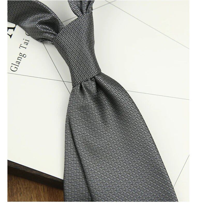 8cm Wide Premium Solid White & Brown Men's Tie, Woven Polyester with Black Ribbon, Perfect for Business, Weddings, and Parties, Cravat, Parallel Import