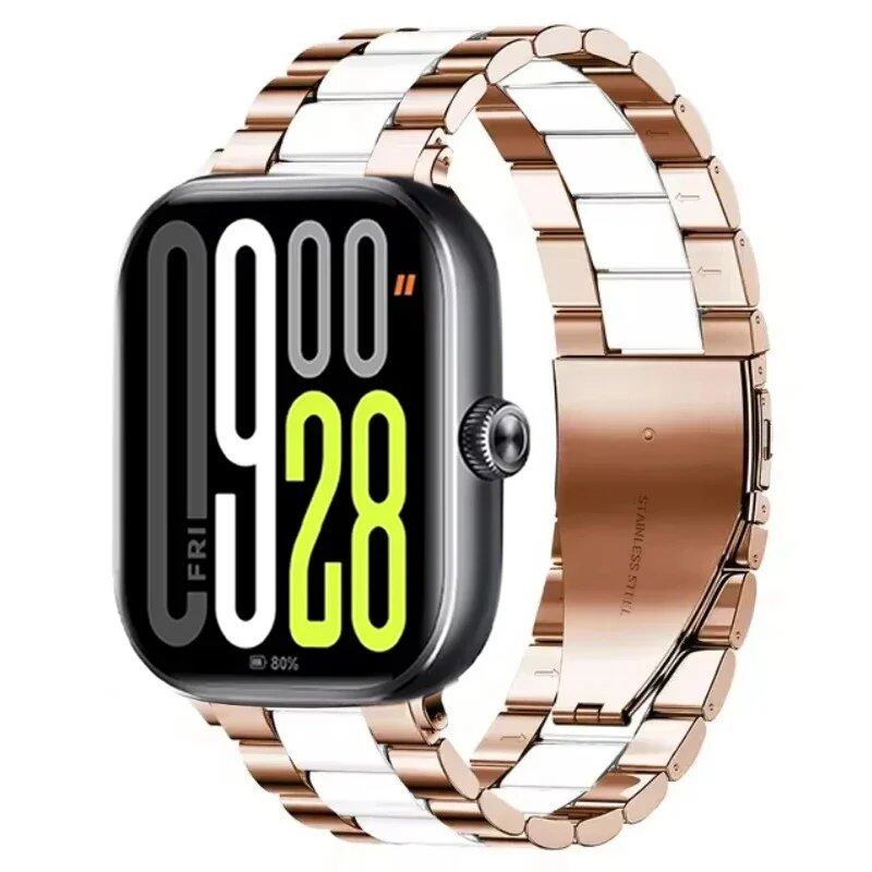 Metal Strap for Redmi Watch 5/4 - Compatible with Xiaomi Band 9 Pro / Mi Band 8 Pro, Comfortable and Breathable Replacement Wristband, Bracelet, Band Color: Black, Band Width: Parallel Import