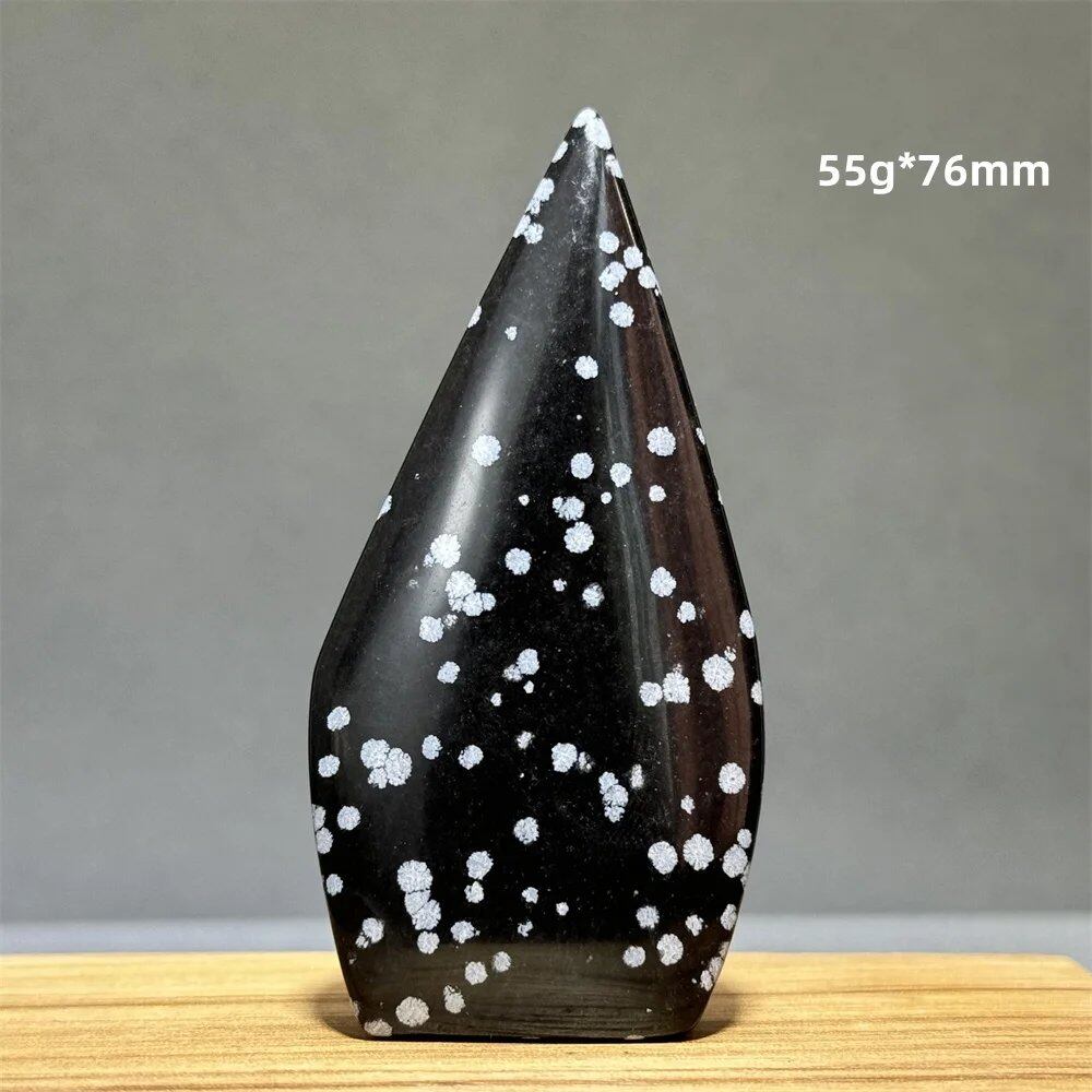 Snowflake Obsidian Freeform Ornament with Natural Quartz, Reiki, Meditation, Healing, Witchcraft, Energy Decoration, Home Gift, Color: Parallel Import