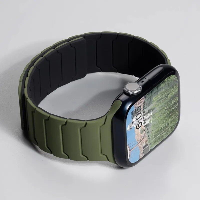 Magnetic Silicone Band for Apple Watch Ultra 2, 49mm, 45mm, 41mm, Series 9/8/7/6/SE/5/4, 38mm, 40mm, 42mm, 44mm, Band Color: mm, Parallel Import