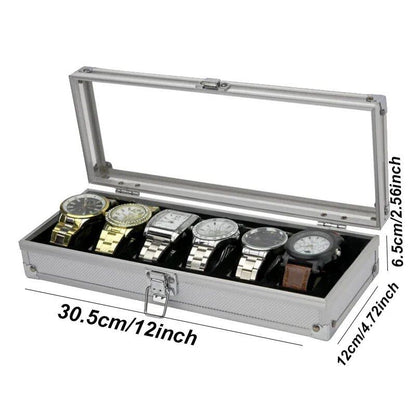 Metallic Aluminum Watch Box - Sale Promotion, Holds 6/12/24 Watches, Aluminum Alloy, Shockproof, Durable Watch Case, Color: Position, Parallel Import