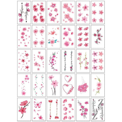 10/20/30/50 Sheets of Waterproof Temporary Tattoo Stickers, Removable Body Art, Butterfly and Flower Designs for Men and Women, Stylish, Imported