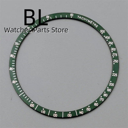 BLIGER 40mm Black PVD VK63 Watch Case with Black, Blue, Red, Green, and Silver Inserts, Acrylic Mirror, and VK63 Movement Assembly and Repair Parts; Dial Diameter: VK63 (Imported)