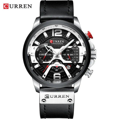Men's Top Brand Luxury Military Sports Leather Quartz Watch, Karlen 8329, Parallel Import