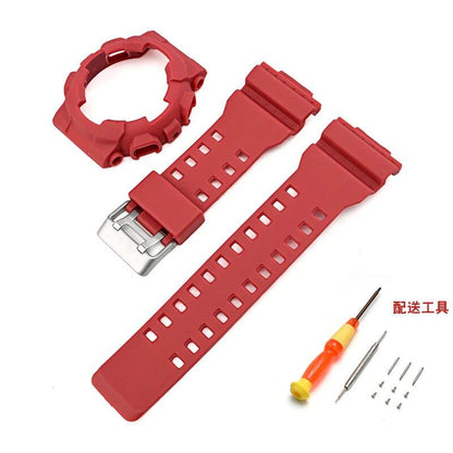 Silicone Watch Strap for CASIO GA-100/110, GD-100/110/120, GLS-100, GAX-100, and G-SHOCK GA100 (Includes Case, Strap, and Bezel Replacement Tool) Band Color: Parallel Import