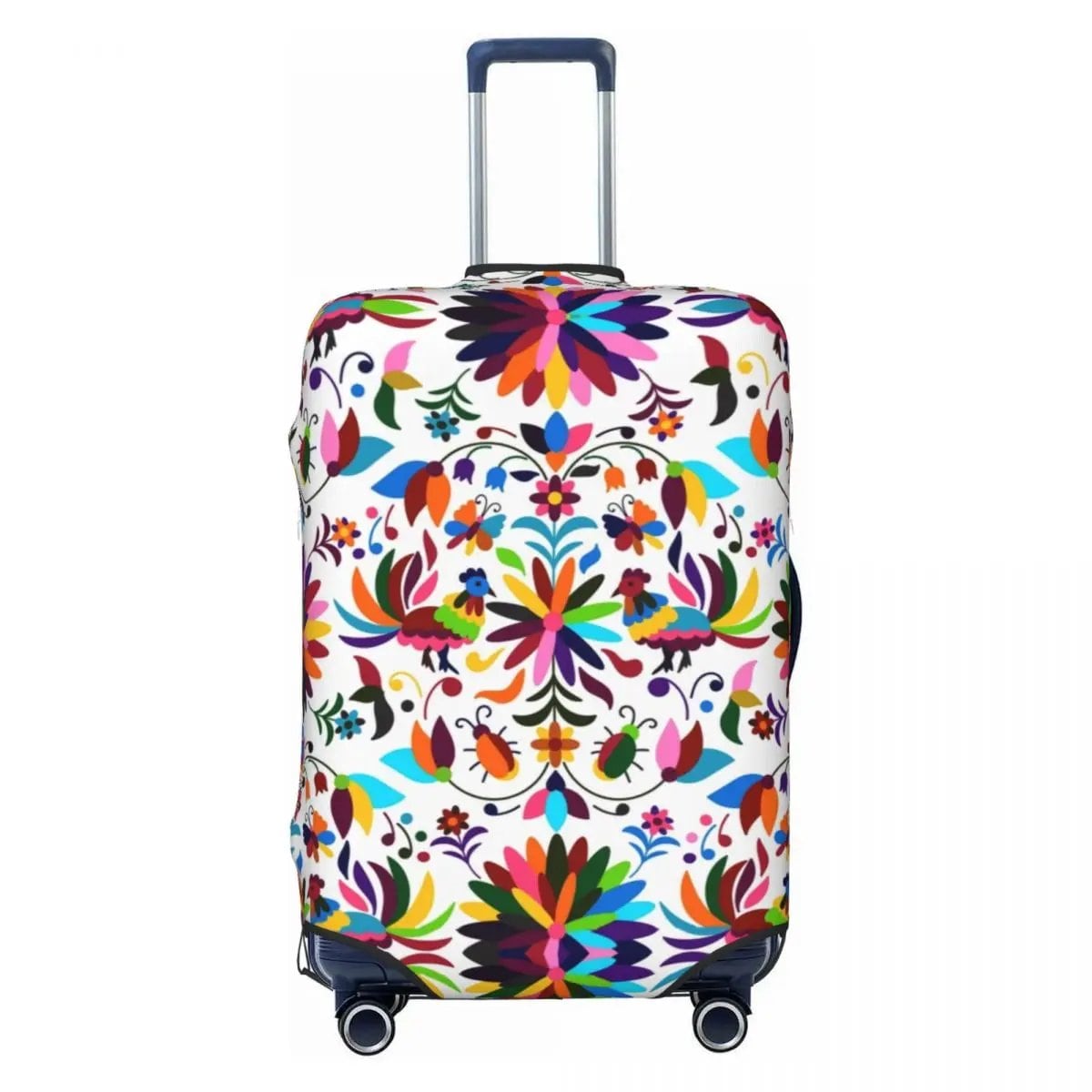 カスタムカラフルフローラルメキシカンフラワー スーツケースカバー エラスティック トラベル 荷物保護カバー 18-32インチ対応 サイズ： 並行輸入品