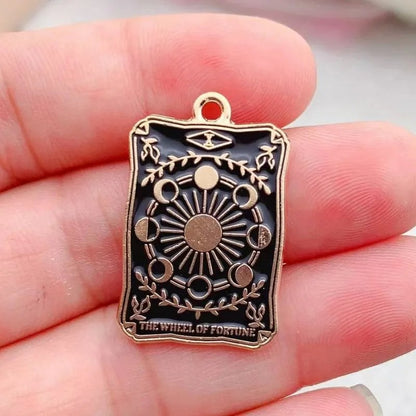 Set of 10 Tarot Card Charms, Magical Divination Craft Metal Charms Pendants for DIY Earrings, Bracelets, Jewelry Making, Handmade Crafts, Metal Color: Parallel Import
