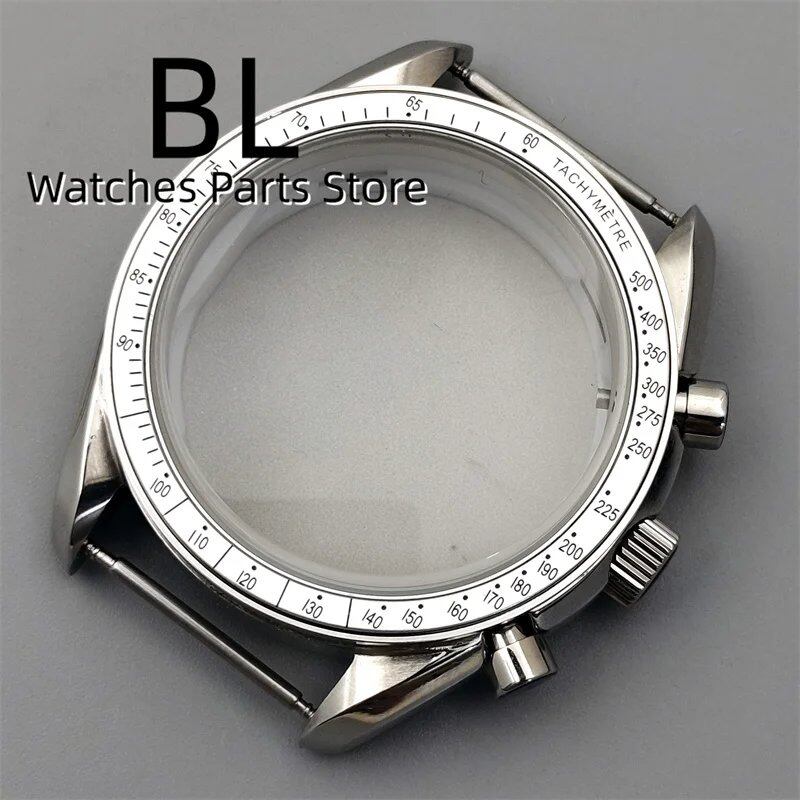 BLIGER 40mm Black PVD VK63 Watch Case with Black, Blue, Red, Green, and Silver Inserts, Acrylic Mirror, and VK63 Movement Assembly and Repair Parts; Dial Diameter: VK63 (Imported)