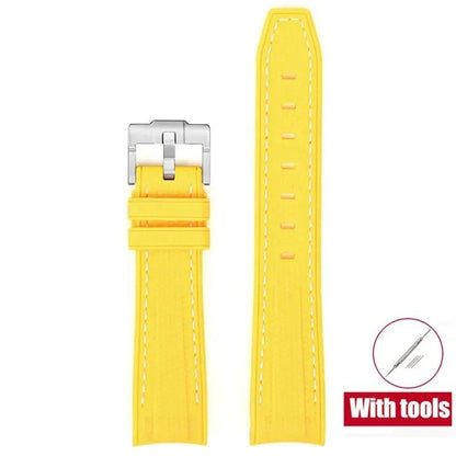 20mm Diving Strap with Curved Ends for Omega and Swatch Moonwatch, Silicone Rubber, Compatible with Rolex, Men's and Women's, Band Color: 20mm; Band Width: 20mm, Parallel Import
