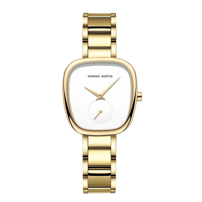 2023 New Women's Quartz Watch, 34mm, Wine Red, Rose Gold, Black, Stopwatch, Stylish Minimalist Oval Watch, Color: 1251G - Parallel Import