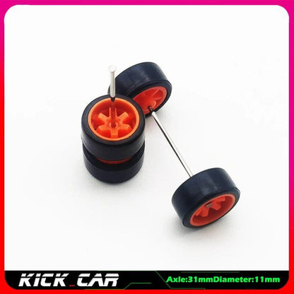 1/64 scale model car wheels with rubber tires, set of 4, ABS plastic, basic conversion parts for Hot Wheels, Tomica, and Mini GT. Color: WTS. Ships from: Parallel import.