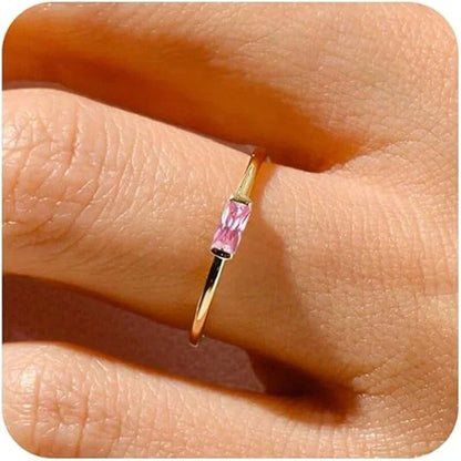 Sparkling 12-Color Birthstone Ring, Stainless Steel, Gold Plated, Zircon, Zodiac Sign, Women's Jewelry, Birthday Gift, Parallel Import