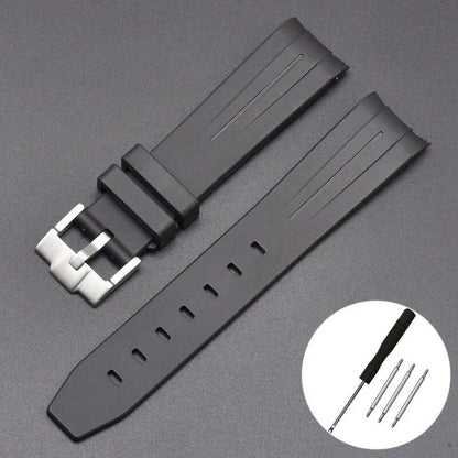 New 20mm Bent End Rubber Watch Strap for Omega Moonwatch, Joint Constellation, Men's Waterproof Sports Watch Band, Band Color: 20mm; Band Width: 20mm, Parallel Import