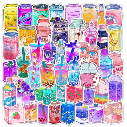10/30/50 Sheets of INS-Style Cute Drink Stickers, Stylish Cartoon Decals for Scrapbooks, Laptops, Smartphones, Suitcases, Diaries, Cars, Decorations, Kids, Toys, Color: Drink, 0 Pieces per Pack, Parallel Import