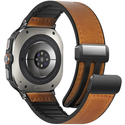 Magnetic Leather Silicone Bracelet for Samsung Galaxy Watch Ultra 47mm, Quick Fit Strap, Premium Band, Band Color: Galaxy Ultra 47mm, Band Width: Parallel Import
