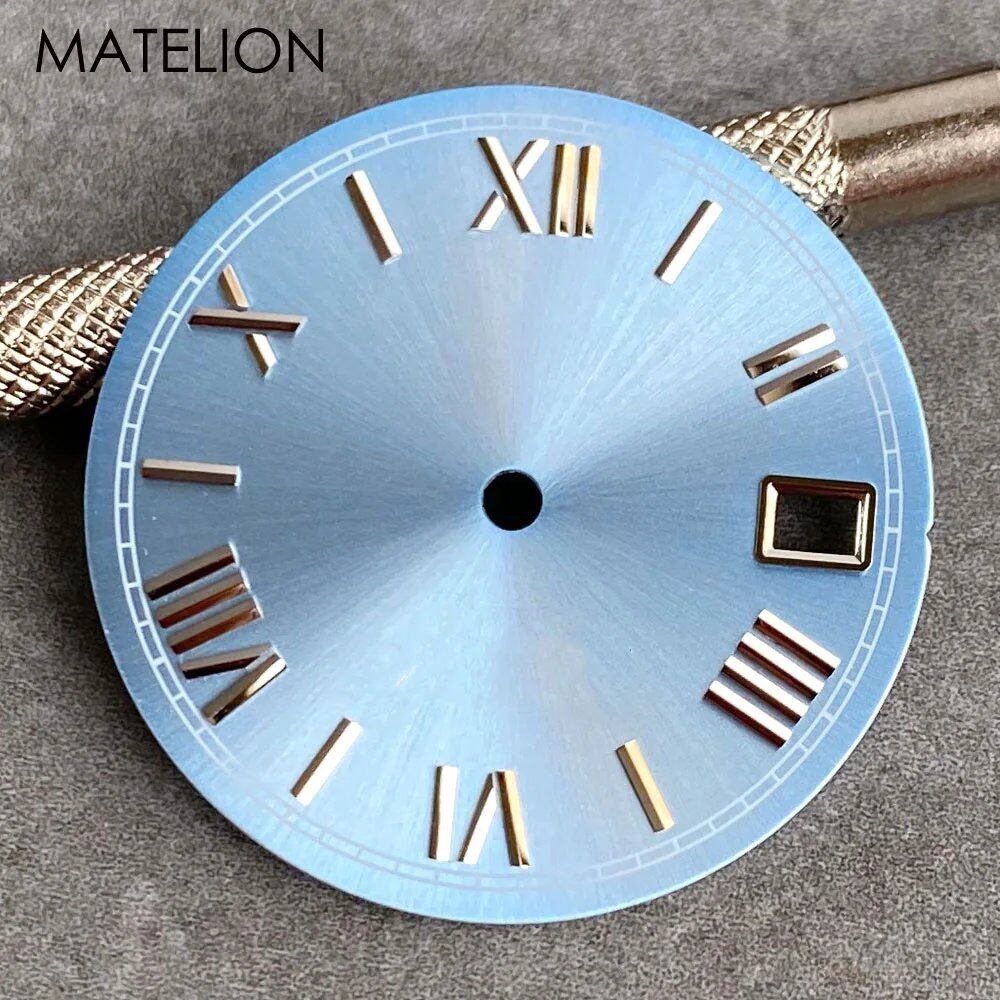 29mm Sunburst Dial Roman Dial Compatible with NH35, NH36, NH38, NH70, NH71, NH72, 4R35, and 4R36 Automatic Movement with Metallic Markers and DJ Hands (Parallel Import)