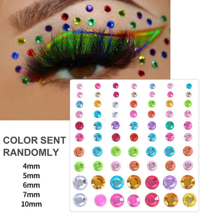 1/5/8-Piece 3D Face and Eye Tattoo Stickers for Party Makeup, Diamond Rhinestone Stickers, Self-Adhesive Mixed Crystal Face Decoration Stickers, Parallel Import