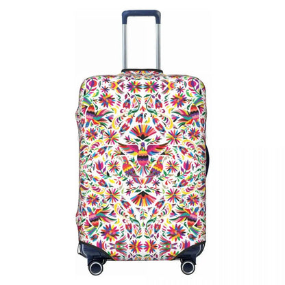 カスタムカラフルフローラルメキシカンフラワー スーツケースカバー エラスティック トラベル 荷物保護カバー 18-32インチ対応 サイズ： 並行輸入品