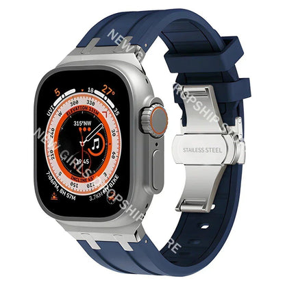 Soft Silicone Strap for Apple Watch Ultra 2/1, Series 10/9/8/7 (49mm/46mm/45mm) - Compatible with iWatch 6/5/4/SE (44mm) - Men's Rubber Band. Band Colors: 46mm, 44mm, 45mm, 49mm. Parallel Import.