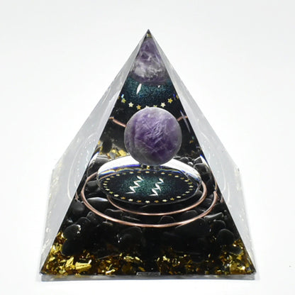 12 Zodiac Signs Orgonite Pyramid, 5cm, Horoscope Healing, Natural Quartz Crystal, Lucky Energy, Chakra, Reiki, Orgonite, Power Stone, Birthday Gift, Parallel Import