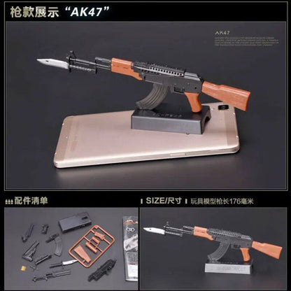 1/6 Scale Gatling M134, Barrett AK47, MG42 Assembled Toy Gun Model, Puzzle Blocks, Action Figure Weapon, Color: Parallel Import