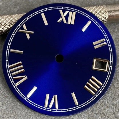 MATELION 29mm Steel Roman Numeral Sunburst Dial with Black, Blue, Gold, or Silver Dial, Compatible with NH35 and NH36 Automatic Diver Men's Watches, Parallel Import