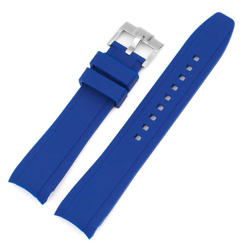 18mm, 19mm, 20mm, 21mm, 22mm Curved End Silicone Rubber Waterproof Universal Strap for Omega Moonwatch Bracelet, Band Color: mm, Parallel Import