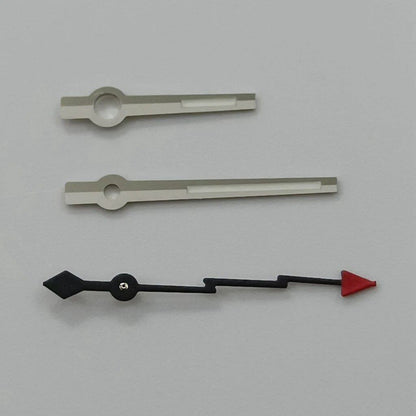 Silver gunmetal watch hands, lightning second hand, luminous hands, compatible with NH35, NH36, NH38, NH70, NH72, 7S26, 7S36, 4R35, and 4R36 models. Parallel import.