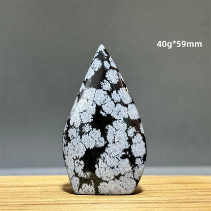 Snowflake Obsidian Freeform Ornament with Natural Quartz, Reiki, Meditation, Healing, Witchcraft, Energy Decoration, Home Gift, Color: Parallel Import