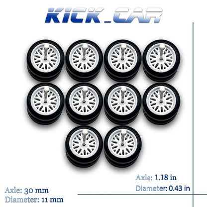 1/64 Scale Wheels with Fixed Rubber Tires, Branch Spokes, Refit Parts for Toy Models and Diecast Cars, Compatible with Hot Wheels (5 Sets for 5 Cars), Color: MMW, Parallel Import